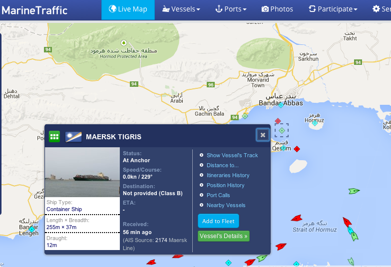 Maersk Tigris ancora nelle mani dell’Iran