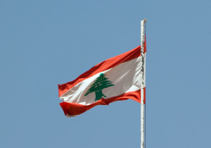 Lebanese flag floating