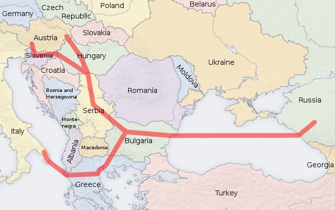 Mappa Gasdotto south stream